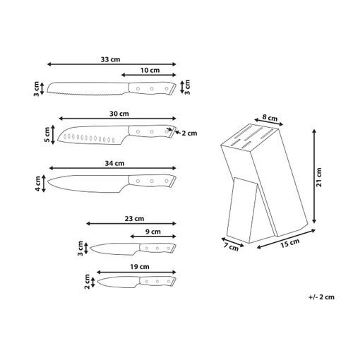 Lot De 5 Couteaux Dans Un Bloc Ikeda Noir