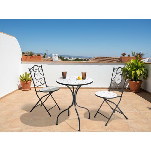 Table Bistrot Artena 60 Cm 60 Cm Effet Terrasse Métal Noir