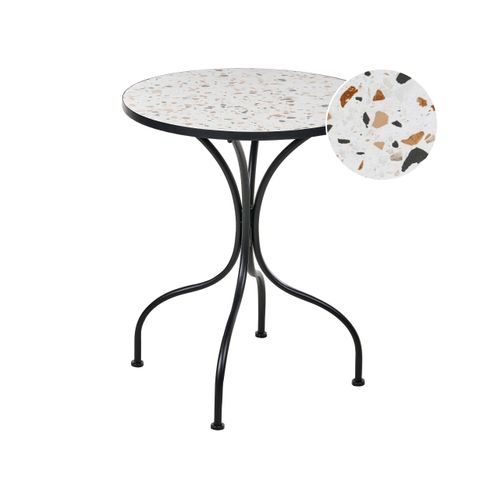 Table Bistrot Artena 60 Cm 60 Cm Effet Terrasse Métal Noir