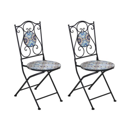 Lot De 2 Chaises De Jardin Aggius Pliant Métal Noir