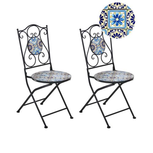 Lot De 2 Chaises De Jardin Aggius Pliant Métal Noir