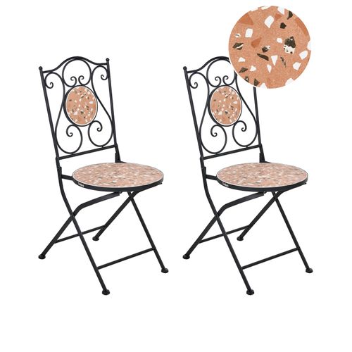 Lot De 2 Chaises De Jardin Adrano Pliant Métal Noir