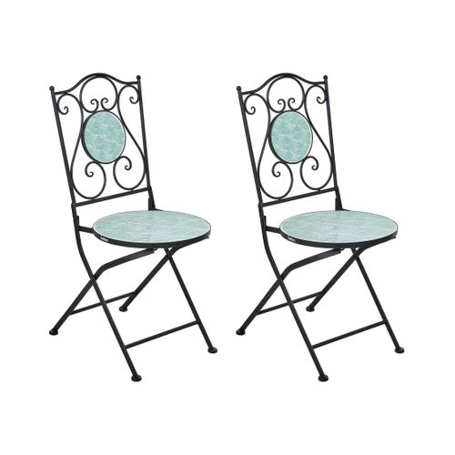 Lot De 2 Chaises De Jardin Anapo Pliant Métal Noir
