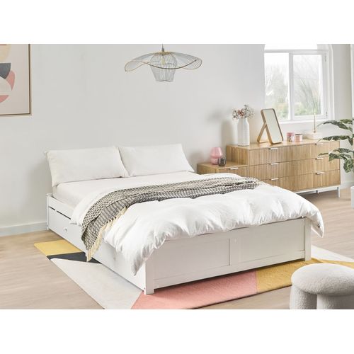 Lit Avec Tiroirs De Rangement Sans Tête De Lit Brux 140 X 200 Cm Blanc