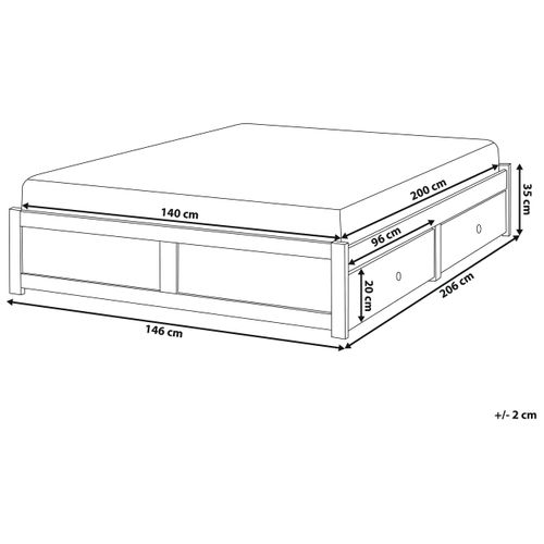 Lit Avec Tiroirs De Rangement Sans Tête De Lit Brux 140 X 200 Cm Blanc