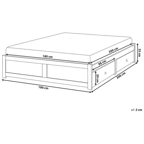 Lit Avec Tiroirs De Rangement Sans Tête De Lit Brux 180 X 200 Cm Blanc