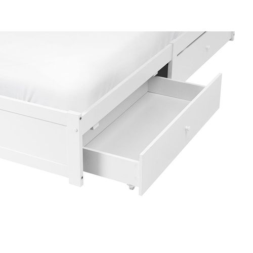 Lit Avec Tiroirs De Rangement Sans Tête De Lit Brux 180 X 200 Cm Blanc