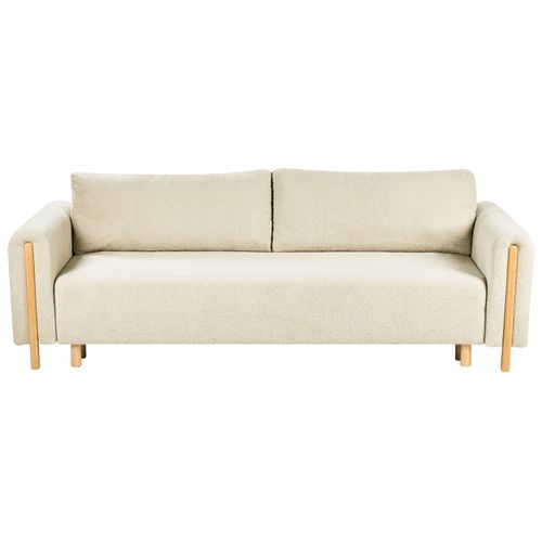 Canapé-lit 3 Places Kvam Bouclé Blanc Cassé Avec Rangement