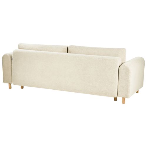 Canapé-lit 3 Places Kvam Bouclé Blanc Cassé Avec Rangement