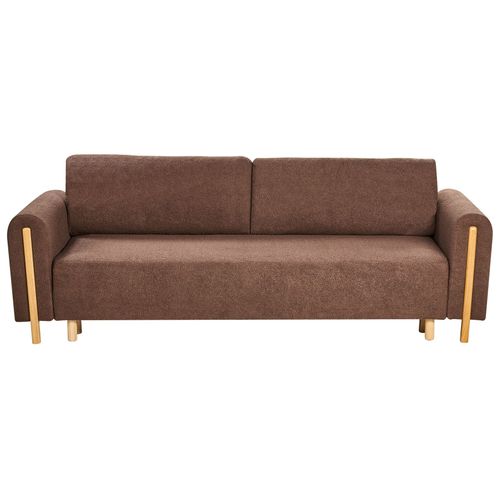 Canapé-lit 3 Places Kvam Bouclé Marron Avec Rangement