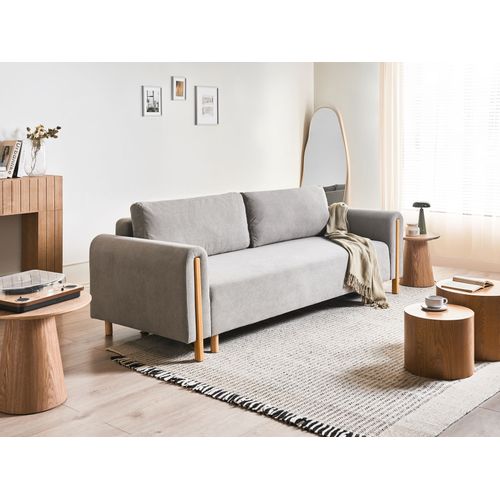Canapé-lit 3 Places Kvam Tissu Gris Avec Rangement
