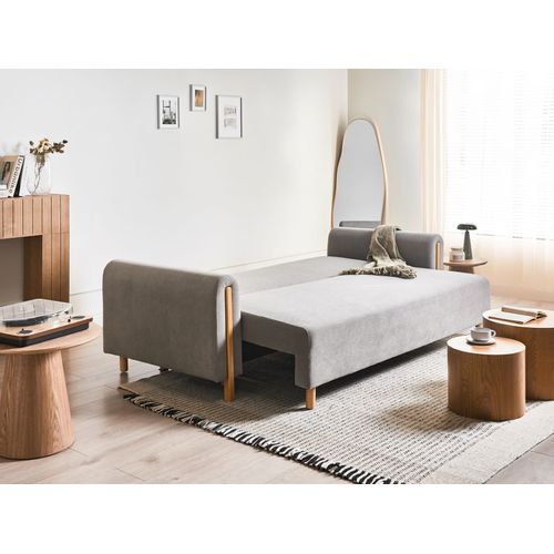 Canapé-lit 3 Places Kvam Tissu Gris Avec Rangement