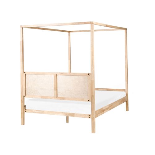 Lit à Baldaquin Bois Hauterives 160 X 200 Cm Marron Clair