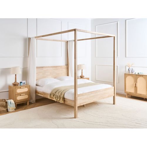 Lit à Baldaquin Bois Hauterives 160 X 200 Cm Marron Clair