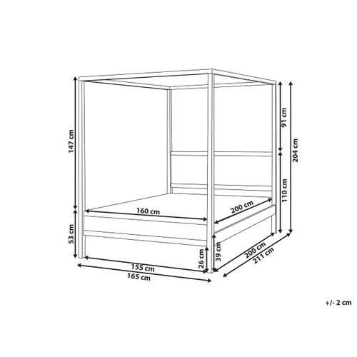 Lit à Baldaquin Bois Hauterives 160 X 200 Cm Marron Clair