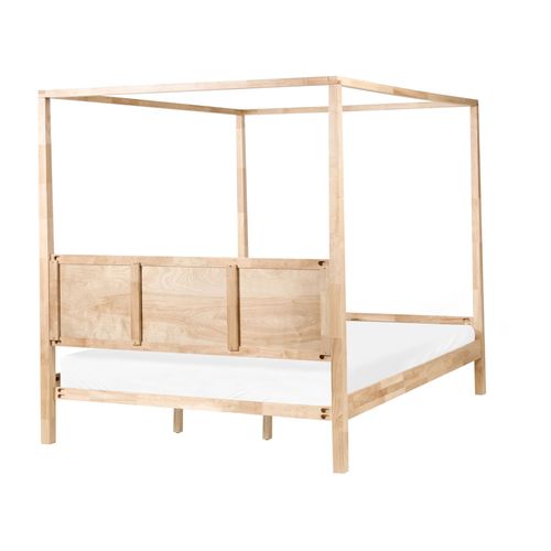 Lit à Baldaquin Bois Hauterives 180 X 200 Cm Marron Clair