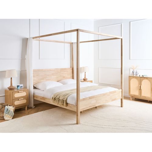 Lit à Baldaquin Bois Hauterives 180 X 200 Cm Marron Clair