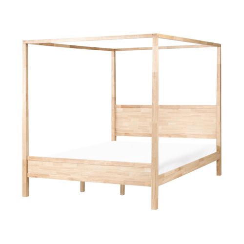 Lit à Baldaquin Bois Hauterives 180 X 200 Cm Marron Clair