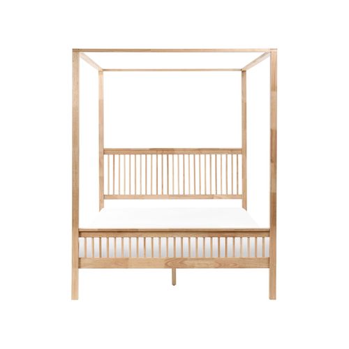 Lit à Baldaquin Bois Harfleur 160 X 200 Cm Marron Clair