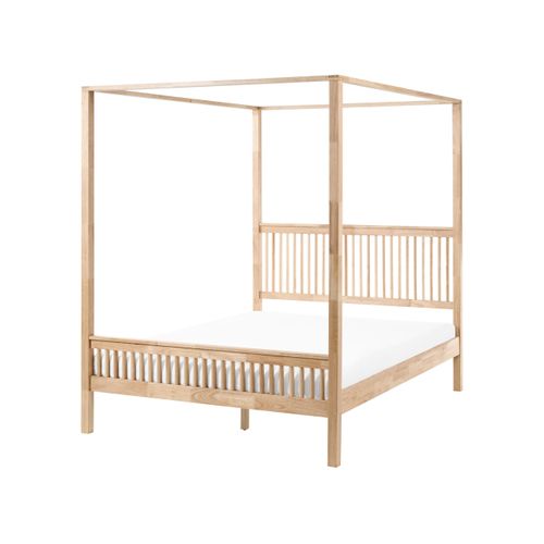 Lit à Baldaquin Bois Harfleur 160 X 200 Cm Marron Clair