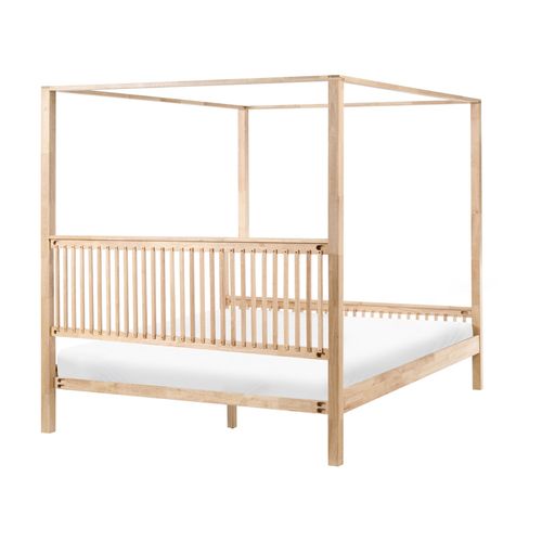 Lit à Baldaquin Bois Harfleur 180 X 200 Cm Marron Clair