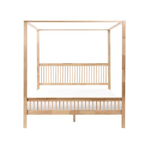 Lit à Baldaquin Bois Harfleur 180 X 200 Cm Marron Clair