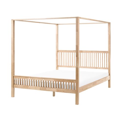 Lit à Baldaquin Bois Harfleur 180 X 200 Cm Marron Clair