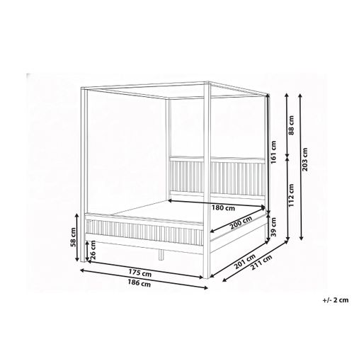 Lit à Baldaquin Bois Harfleur 180 X 200 Cm Marron Clair