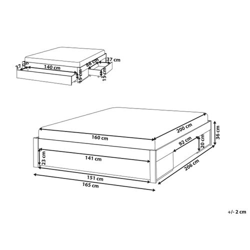 Lit Avec Tiroirs De Rangement Sans Tête De Lit Bois Giat 160 X 200 Cm Blanc