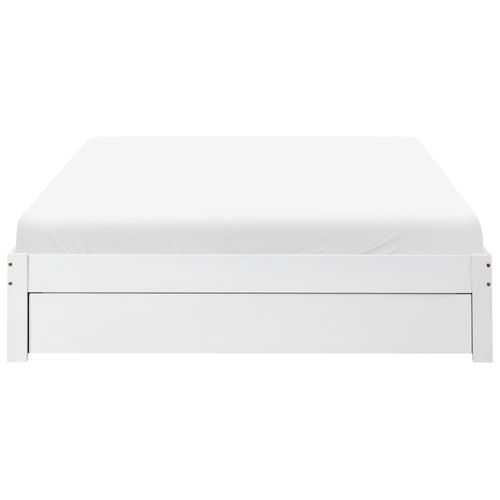 Lit Avec Tiroirs De Rangement Sans Tête De Lit Bois Giat 160 X 200 Cm Blanc