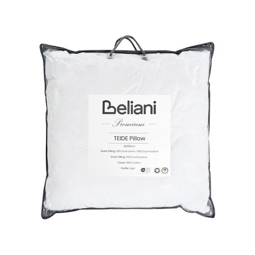 Oreiller à 3 Compartiments Teide Haut De Plumes De Canard 80 X 80 Cm Blanc