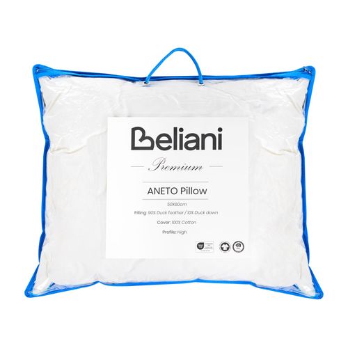 Oreiller Aneto Haut De Plumes De Canard 50 X 60 Cm Blanc