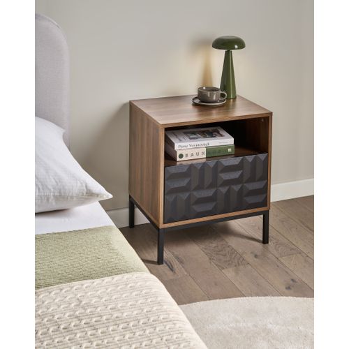 Table De Nuit à 1 Tiroir Caraquet Marron Foncé