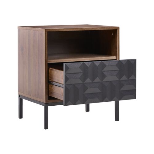 Table De Nuit à 1 Tiroir Caraquet Marron Foncé