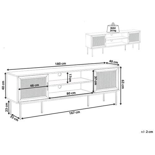 Meuble TV Pasco Rotin Marron Clair