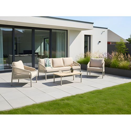 Ensemble De Salon De Jardin Avec Table 5 Places Murato Métal Beige