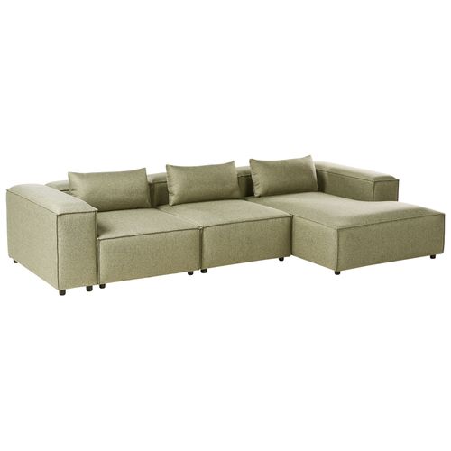 Canapé D'angle Modulable 4 Places Brande Tissu Vert Clair Côté Gauche