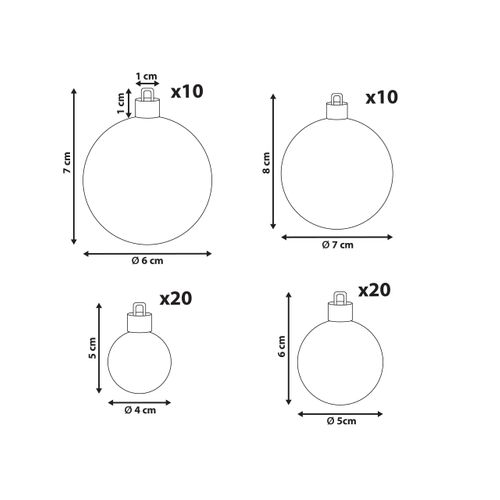 Lot De 60 Boules Tinnsja Argenté