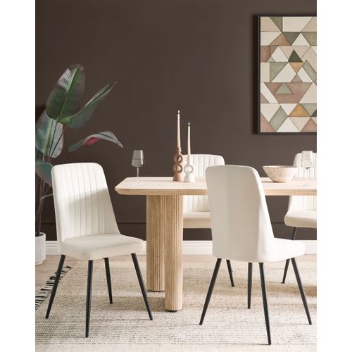 Lot De 4 Chaises De Salle à Manger Kirby Velours Blanc Cassé