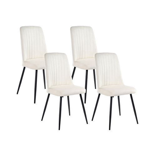 Lot De 4 Chaises De Salle à Manger Kirby Velours Blanc Cassé