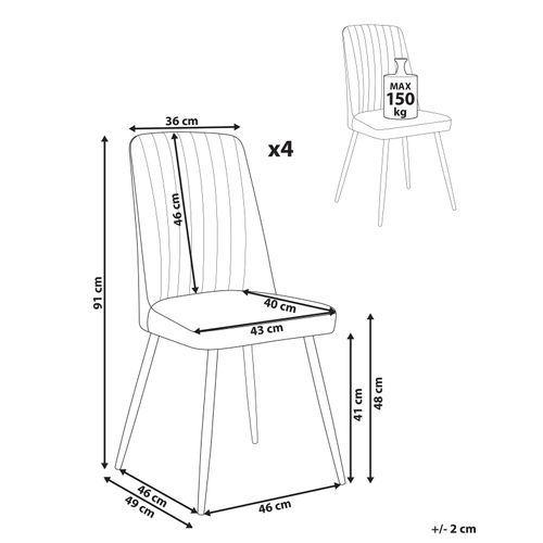 Lot De 4 Chaises De Salle à Manger Kirby Velours Blanc Cassé
