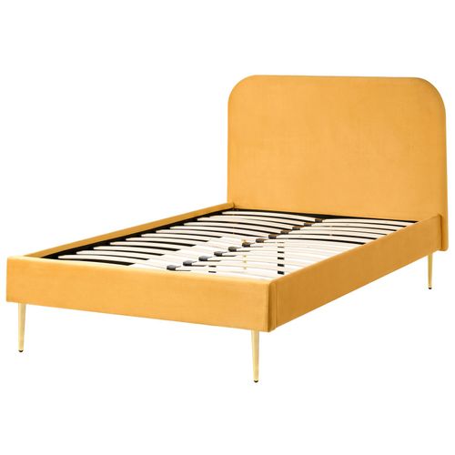 Lit Avec Sommier Velours Flayat 120 X 200 Cm Jaune