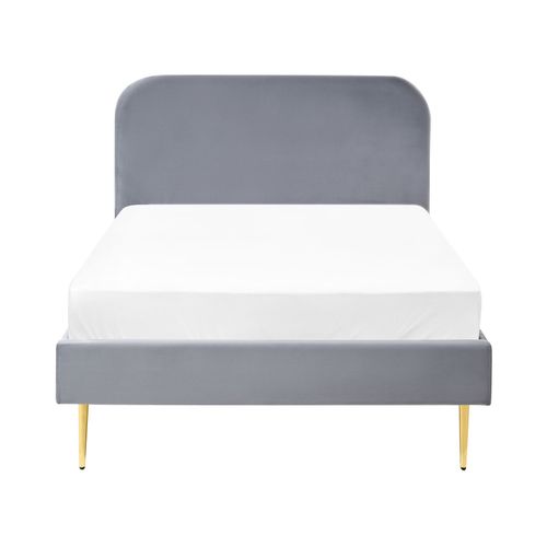 Lit Avec Sommier Velours Flayat 120 X 200 Cm Gris