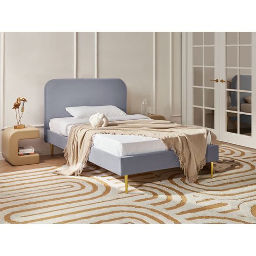 Lit Avec Sommier Velours Flayat 120 X 200 Cm Gris