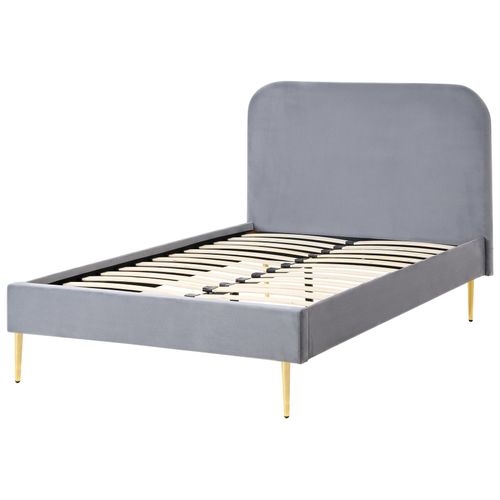 Lit Avec Sommier Velours Flayat 120 X 200 Cm Gris