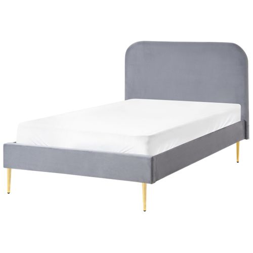 Lit Avec Sommier Velours Flayat 120 X 200 Cm Gris