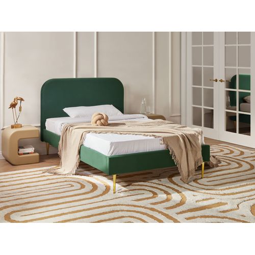 Lit Avec Sommier Velours Flayat 120 X 200 Cm Vert Foncé