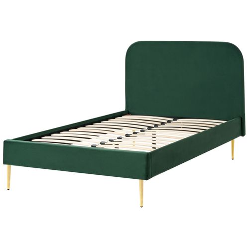 Lit Avec Sommier Velours Flayat 120 X 200 Cm Vert Foncé