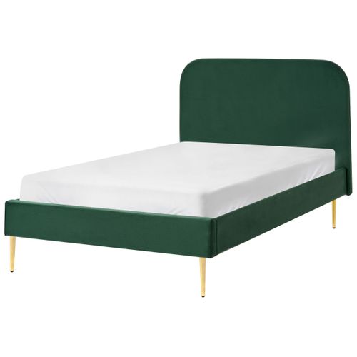 Lit Avec Sommier Velours Flayat 120 X 200 Cm Vert Foncé