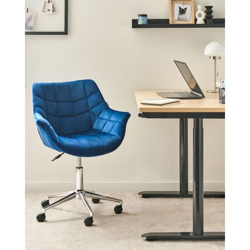 Chaise De Bureau Labelle Velours Bleu Marine